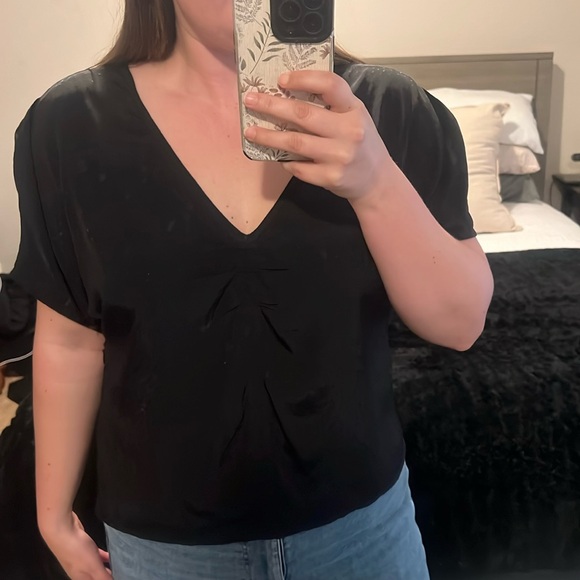 Madewell Black Blouse Short Sleeve - Picture 6 of 6